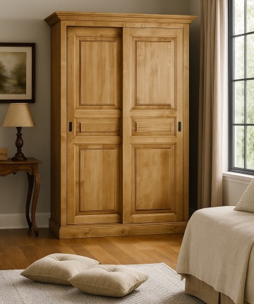 Dulap cu 2 usi culisante lemn masiv, Inka Flaveur, 120 x 61 x 190 cm - Img 1