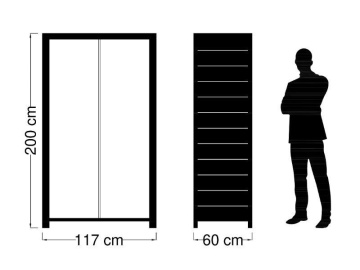 Dulap cu 2 usi dormitor Colibri, Lemn masiv periat, 117 x 60 x 200 cm - Img 3
