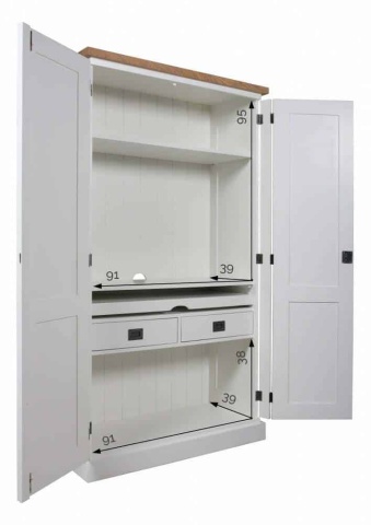Dulap cu masa birou Lovely Kubic Oak, lemn masiv si mdf, 100 x 45 x 180 cm - Img 3