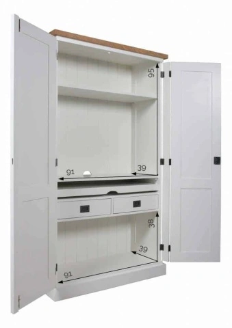 Dulap cu masa birou Lovely Kubic Oak, lemn masiv si mdf, 100 x 45 x 180 cm - Img 3