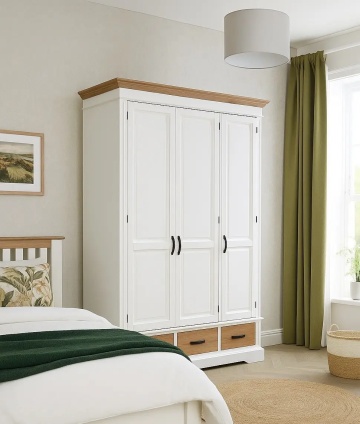 Dulap dormitor Mont Blanc 3 usi si 3 sertare lemn masiv, 167 x 61 x 220 cm - Img 1