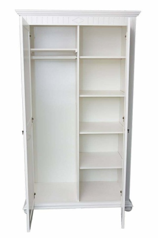 Dulap dormitor Noblesse cu 2 usi, Lemn Masiv, 120 x 60 x 210 cm, Alb - Img 6