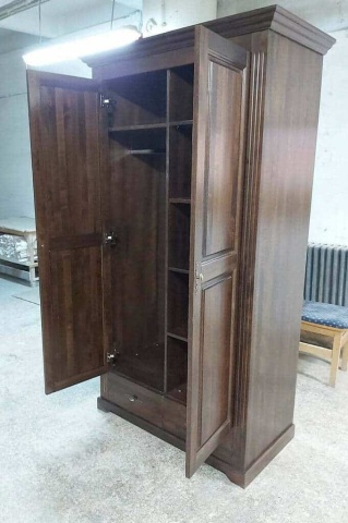 Dulap dormitor Nocce, 2 usi si 2 sertare, lemn masiv tei, 113 x 61 x 207 cm - Img 6