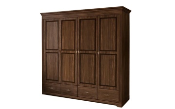 Dulap dormitor Nocce, 4 usi si 3 sertare, lemn masiv tei, 205 x 61 x 207 cm - Img 2