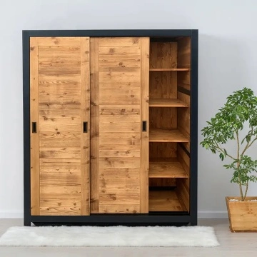 Dulap dormitor Rustic Loft 3 usi culisante, Lemn masiv, 175 x 55 x 200 cm - Img 3