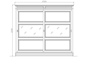 Dulap Dressing cu 2 usi culisante Marsilia, lemn masiv + sticla, L 250 x H 220 cm - Img 5