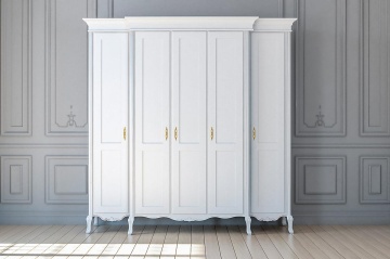 Dulap Dressing cu 5 usi dormitor Andra, lemn masiv, 240 x 60 x 240 cm - Img 1