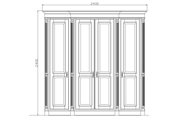 Dulap dressing lemn masiv dormitor Sofia cu 4 usi, 240 x 61.8/71 x 240 cm - Img 3