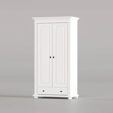 Dulap Elena 2 usi si 1 sertar lemn masiv alb unt, 110 × 58 × 200 cm