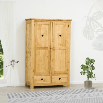 Dulap Lemn Masiv Rustic Ana 2 usi si 2 sertare, 120 x 58 x 190 cm