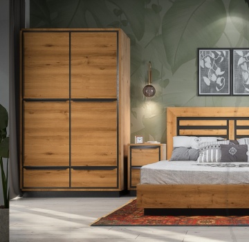 Dulap Mexicana lemn masiv, 2 usi si 2 sertare, 120 x 55 x 200 cm - Img 3