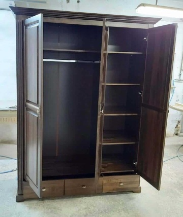 Dulap Nocce, 3 usi, cu oglinda lemn masiv tei, 161 x 61 x 207 cm - Img 3