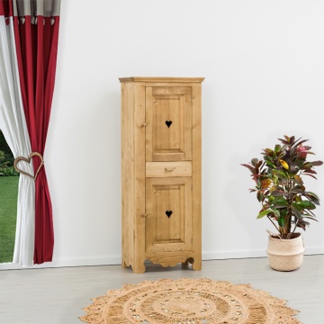 Dulap Rustika cu 2 usi si 1 sertar lemn masiv, 66 x 45 x 170 cm