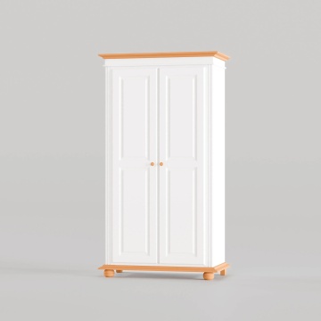 Dulap Sara cu 2 usi lemn masiv, 110 x 58 x 201 cm, alb unt + miere