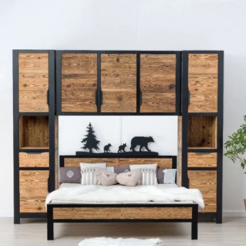 Dulap suspendat Rustic Loft cu 3 usi, Lemn masiv, 175 x 40 x 79 cm - Img 3