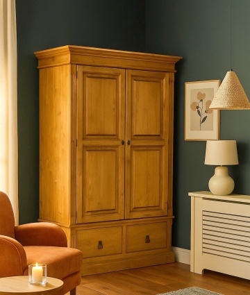 Dulap Valence, lemn masiv, 2 usi si 2 sertare, 131 x 60 x 205 cm - Img 1
