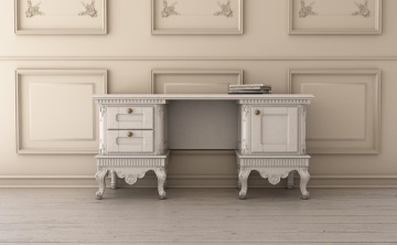Masa de Birou Stefania, 2 sertare si 1 usa, lemn masiv, 160 x 60 x 76 cm - Img 1