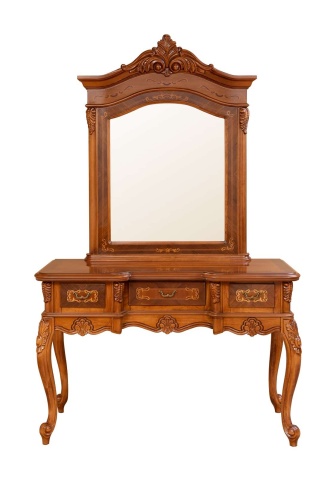 Masuta de toaleta cu 3 sertare Josephine Classic Stil, furnir nuc, 134 x 54 x H 86 cm - Img 2