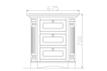 Noptiera lemn masiv dormitor Sofia cu 3 sertare, 67.5 x 45 x 69 cm - Img 3