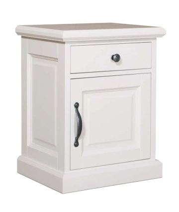 Noptiera Lovely Home cu 1 usa si 1 sertar, lemn masiv alb, 72 x 50 x 93 cm
