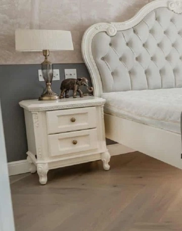 Noptiera Verona Classic Stil cu 2 sertare, lemn masiv finisaj crem Roma, 52.8 x 40 x 58 cm - Img 2