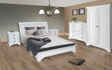 Pat dormitor Aurelia lemn masiv alb, 140 cm, 160 cm sau 180 x 200 cm - Img 2