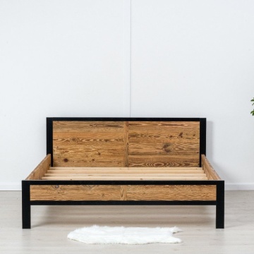 Pat dormitor Lemn Masiv Rustic Loft , 140 cm, 160 cm sau 180 x 200 cm - Img 4