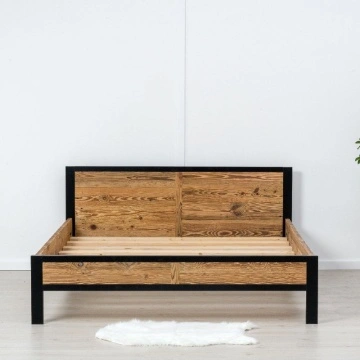 Pat dormitor Lemn Masiv Rustic Loft , 90 cm, 140 cm, 160 cm sau 180 x 200 cm - Img 4