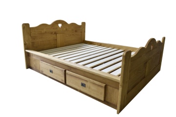 Pat dormitor Rustika Arizona lemn masiv, cu sertare 90 cm, 140 cm, 160 cm sau 180 x 200 cm - Img 2