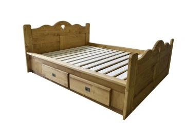 Pat dormitor Rustika Arizona lemn masiv, cu sertare 90 cm, 140 cm, 160 cm sau 180 x 200 cm - Img 2