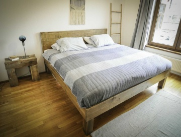 Pat lemn masiv pin model Nicopole, pat in stil rustic, 140 cm, 160 cm, 180 cm sau 200 x 200 cm - Img 2