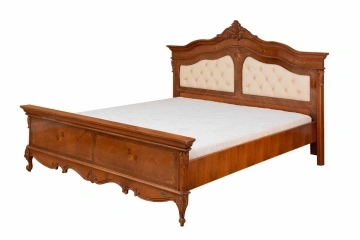 Pat tapitat dormitor Josephine Classic Stil, lemn masiv furnir nuc, 180 x 200 cm