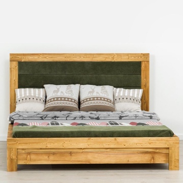 Pat tapitat dublu Colibri, Lemn masiv periat, 140 cm, 160 cm sau 180 x 200 cm - Img 1