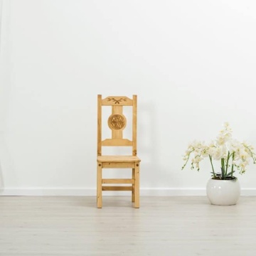 Scaun Lemn Masiv Rustic Alpin model A cu rozeta, 40 x 42 x 101 cm - Img 5