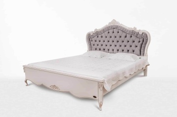 Set mobila dormitor Monalisa Classic Stil, 4 piese, vopsit alb cu patina aurie - Img 3