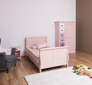 Set mobila dormitor pentru copii si tineret Sophia, 3 piese, lemn masiv, roz - Img 5