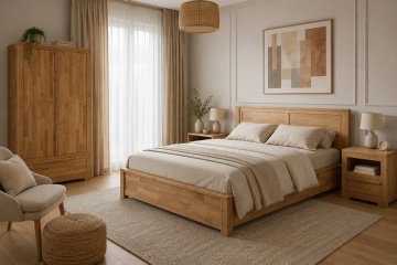 Set mobila dormitor Stejar Masiv Wild Country, 3 piese mobilier - Img 6