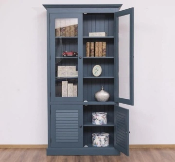 Vitrina cu 2 usi Mediterana lemn masiv, 110 x 39 x 210 cm - Img 3