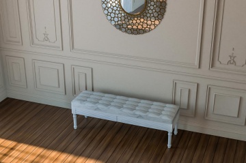 Bancheta tapitata dormitor Marsilia, lemn masiv, 160 x 46 x 41 cm - Img 3