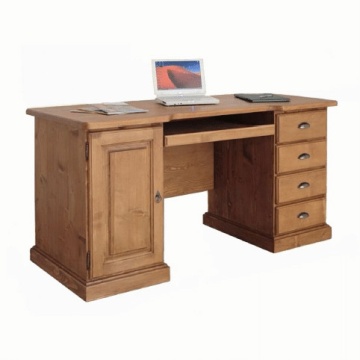 Birou Inka cu 1 usa, 4 sertare si 1 polita mobila lemn masiv, 160 x 70 x 80 cm - Img 2
