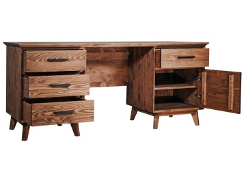 Birou Terra Home, 1 usa si 4 sertare, lemn masiv, 164 x 60 x 76 cm - Img 3