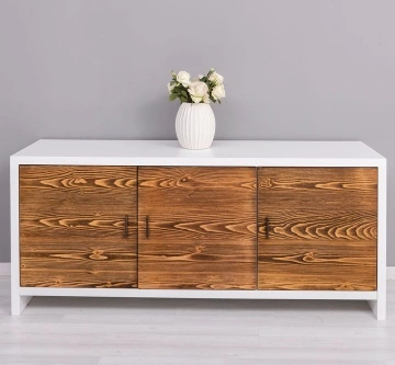 Comoda / Bufet cu 3 usi Rustic Olala, lemn masiv + mdf, 180 x 50 x 78 cm