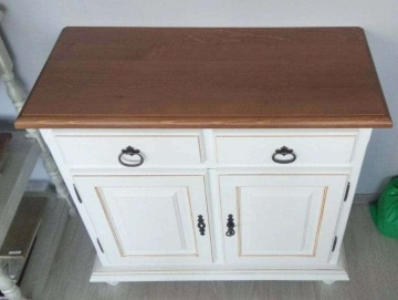 Comoda Casa Maria lemn masiv alb cu patina, 88 x 39 x 82 cm - Img 3