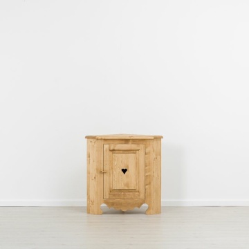 Comoda de colt Rustic Flame cu 1 usa, Lemn masiv rustic, 90 x 57 x 90 cm - Img 3