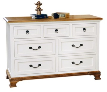 Comoda dormitor Montreal cu 4+3 sertare lemn masiv, 135 x 50 x 92 cm - Img 1