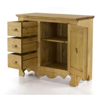 Comoda dormitor Rustika cu 1 usa 3 sertare, Lemn masiv, 94 x 43 x 83 cm - Img 7