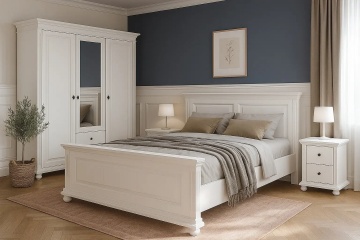 Comoda Elena 4 sertare lemn masiv alb unt, 110 × 45 × 91 cm - Img 5