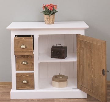 Comoda lemn masiv cu 1 usa si 3 sertare, 100 x 49 x 90 cm - Img 3