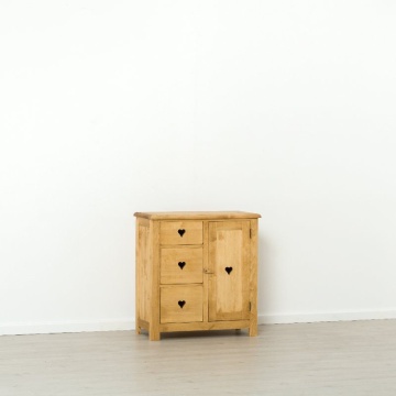 Comoda Lemn Masiv dormitor Rustic Ana cu 1 usa si 3 sertare, 84 x 42 x 89 cm - Img 4