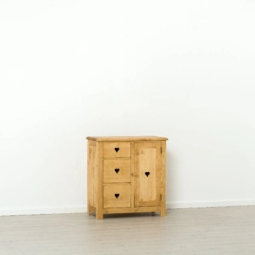 Comoda Lemn Masiv dormitor Rustic Ana cu 1 usa si 3 sertare, 84 x 42 x 89 cm - Img 4